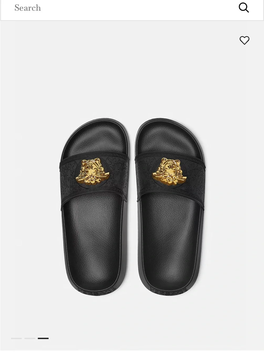 Versace Black Medusa Emblem Slide Sandals with Gold and Black Medallions